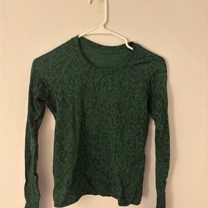 Lululemon Green Leopard Print Long Sleeve Top